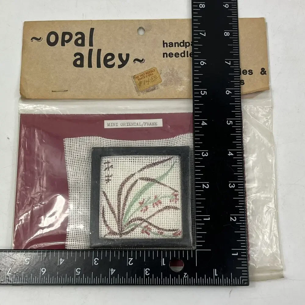 Vintage Opal Alley Handpainted Needlepoint Kit Mini Oriental Floral Frame NIP